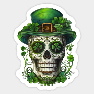 St. Patrick's Day Shamrock Skull Sticker